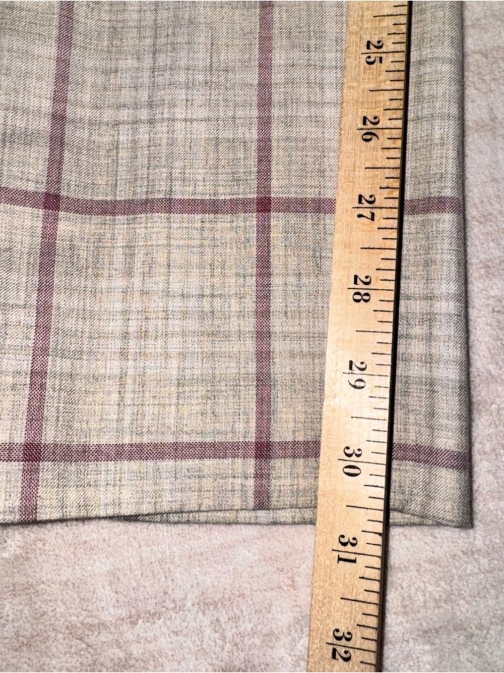Topman Beige Plaid Dress Pants with Red Windowpane Trim - Picture 9 of 11
